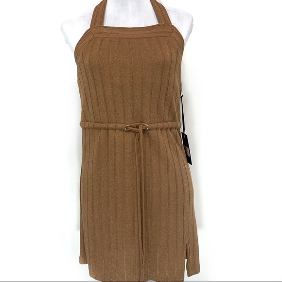 4SI3NNA Dresses & Skirts - 4si3nna Adrienne metallic & clay halter dress